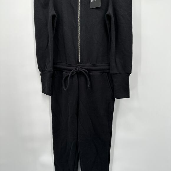 CHASER x EVEREVE NWT Puff Sleeve Zipper Front Jumpsuit in Black // XS - Picture 11 of 15